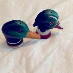 Vintage Mallard Duck Heads Salt And Pepper Shakers